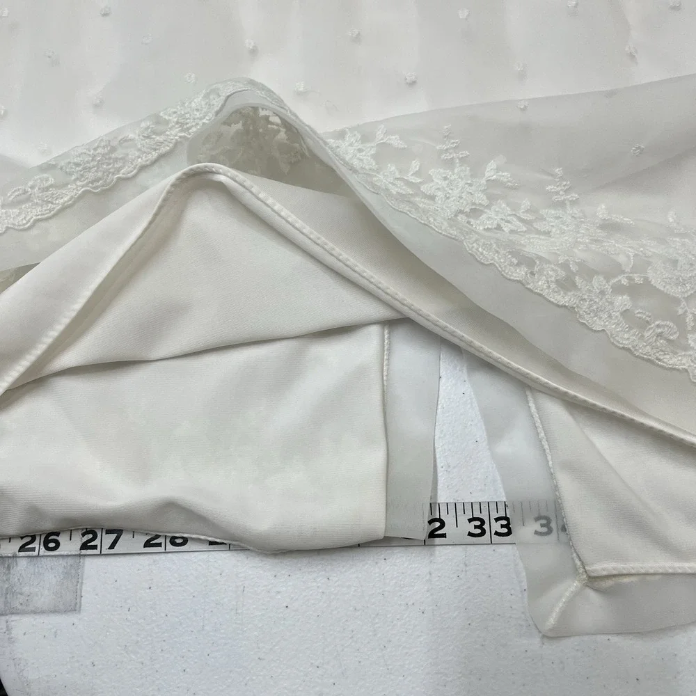 Vintage Sheer White Satin Skirt Embroidered Midi Fairy Romantic Feminine Cottage